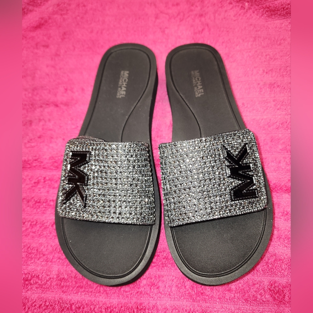 Michael Kors Sz 7 Rhinestine Slides Sandals-NEW